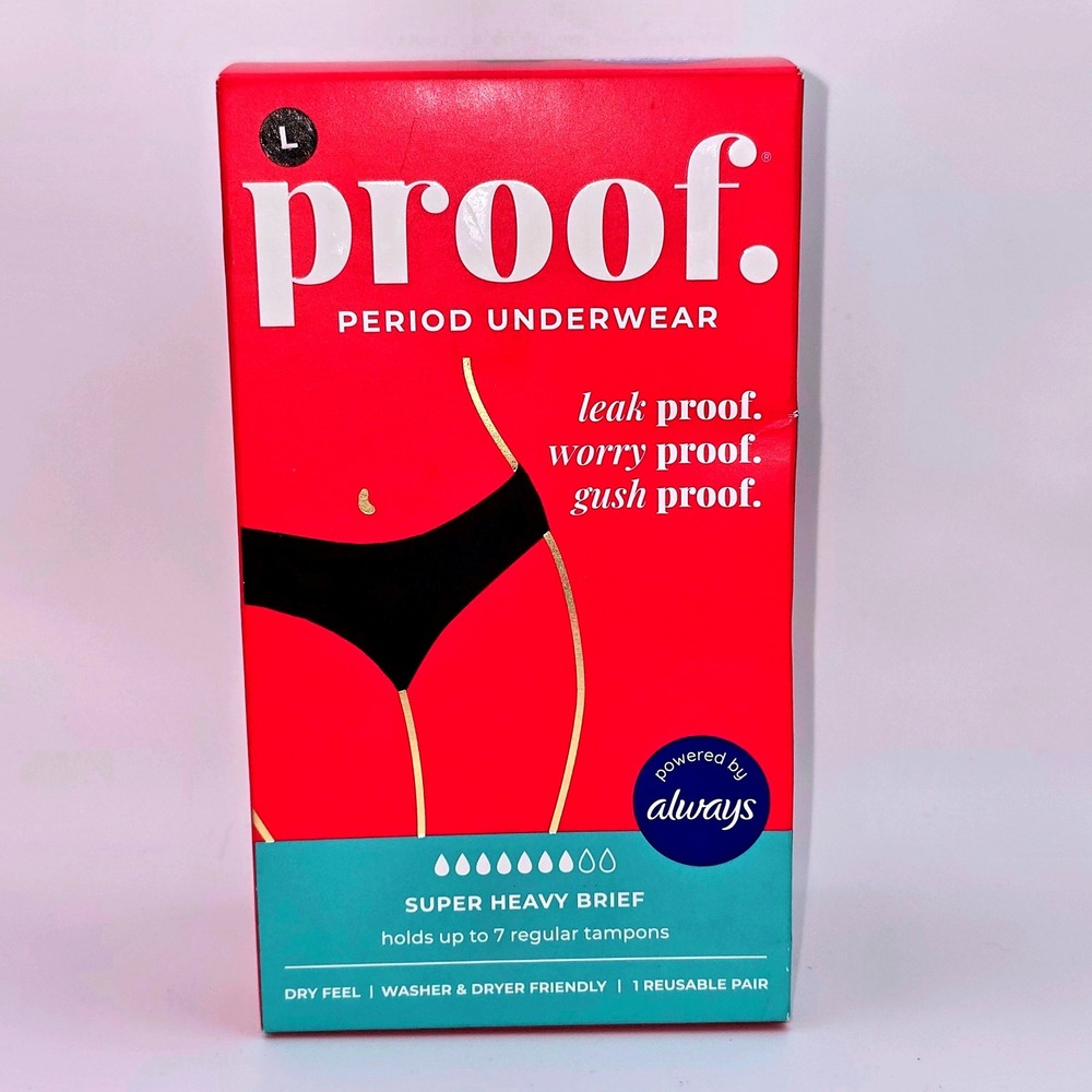 Proof Period Underwear Women Large Black New Super Heavy Brief USBF3001BLK:L
